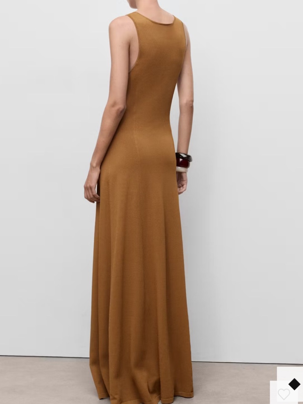 Mango Sleeveless Maxi Dress in Camel Brown KNIT LONG DRESS 4082 - Picture 5 of 6